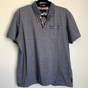 Ted Baker London Patterned Collar Polo Shirt in Blue Stripe